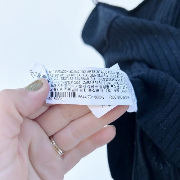 Zara Black Stretchy Ribbed Cami Cardigan Set Medium Pajamas Lounge Sweater - Picture 6 of 11